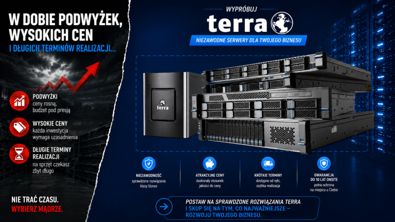 Serwery Terra dla firm – niezawodne rozwiązania serwerowe z szybką dostępnością i serwisem on-site