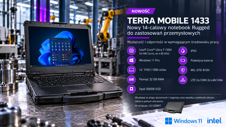 TERRA MOBILE 1433 – wytrzymały notebook przemysłowy Rugged